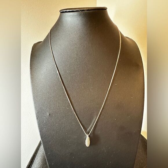 SALE! Dainty CZ drop shaped sterling silver pendant on a 20" box chain necklace! - Picture 16 of 16